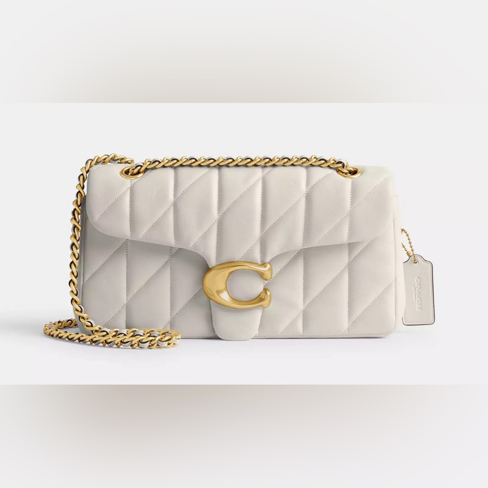 Coach Quilted Tabby 26 in Chalk with Brass hardware